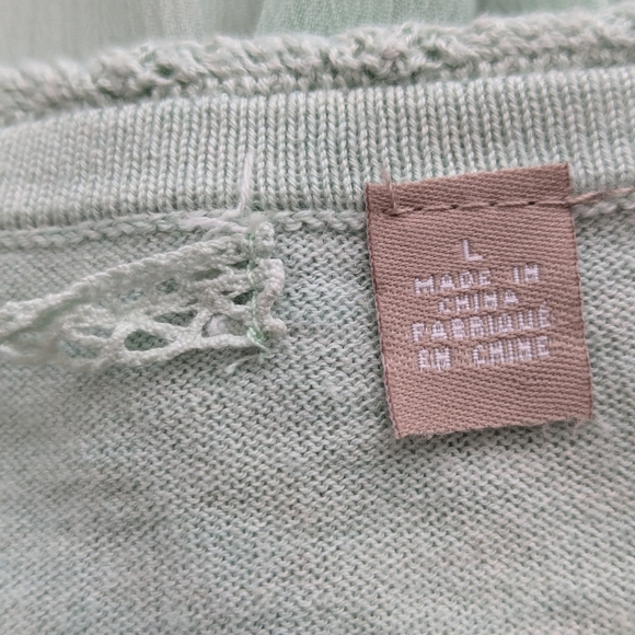 Anthropologie Knitted and Knotted Mint Green Cardigan size Large - Picture 6 of 8
